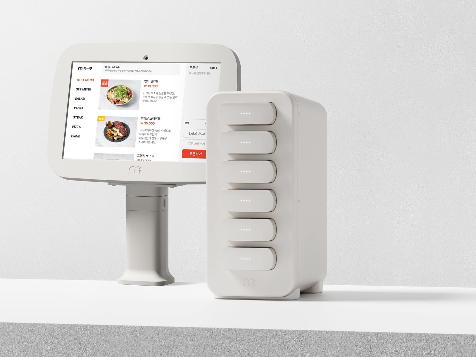 Bílý tablet Tableflow s nabíjecí stanicí